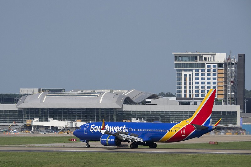 A Southwest Airlines plane moves across the tarmac last month at Nashville International Airport in Nashville, Tenn.
(AP/George Walker IV)