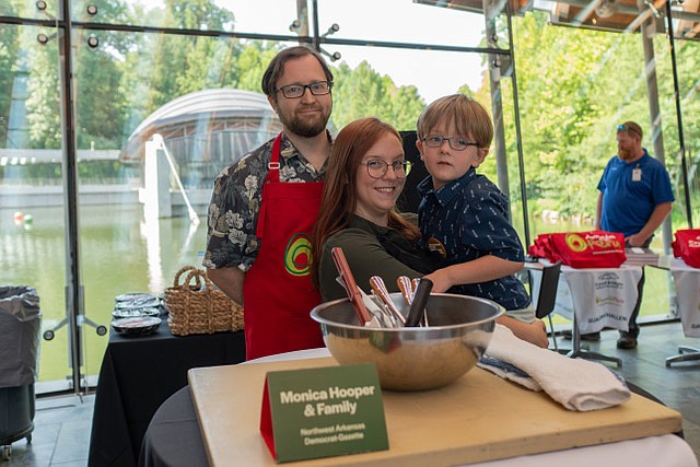 The NWA Democrat-Gazette was well represented in the inaugural Guac Off by Chris Swindle, Monica Hooper and their 6-year-old, Silas. He is their main masher! (Courtesy Photo/Crystal Bridges)