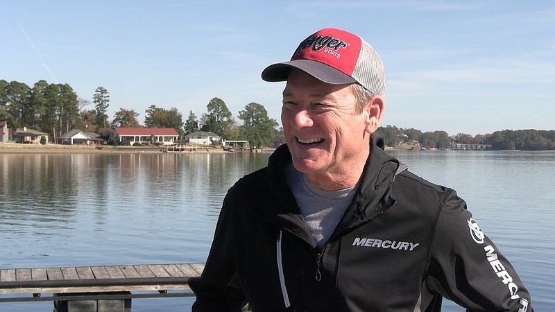 Bass Pro Tour veteran Stephen Browning discusses his next season on the Bass Pro Tour on the dock of the DoubleTree by Hilton Hot Springs on Lake Hamilton in November 2022. - File photo by The Sentinel-Record