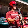Arkansas infielder Peyton Holt is shown during a scrimmage Friday, Sept. 8, 2023, in Fayetteville.
