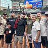 From left to right: Arkansas director of baseball operations Clay Goodwin, director of video and scouting Zach Barr, Gage Goodwin, Houston Astros pitcher Ryne Stanek, Arkansas pitching coach Matt Hobbs, Baltimore Orioles outfielder Heston Kjerstad and catcher James McCann, Arkansas head coach Dave Van Horn and Arkansas assistant coaches Bobby Wernes and Nate Thompson are shown in Houston on Monday, Sept. 18, 2023. (Photo courtesy Arkansas Athletics)
