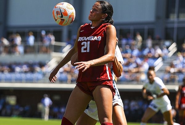 Arkansas' Ava Tankersley is shown during a game against North Carolina on Sunday, Sept. 3, 2023, in Chapel Hill, N.C. (David Beach/Special to Hawgs Sports Network)