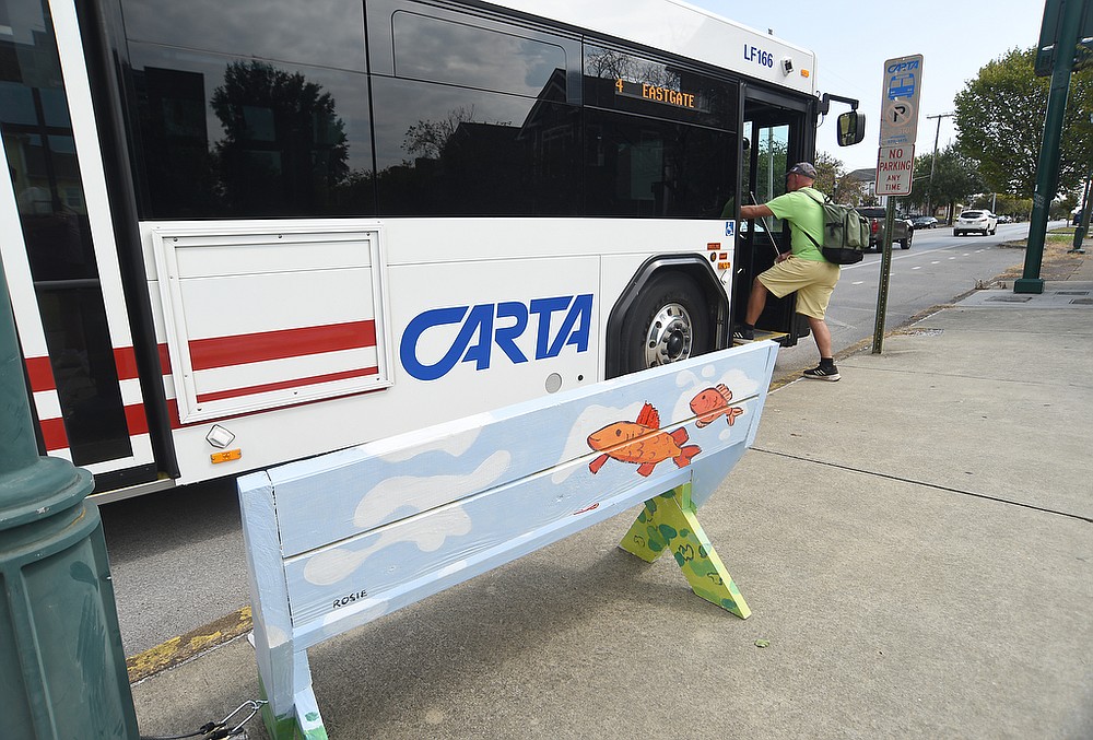 To give passengers a place to sit, CARTA board member builds and places