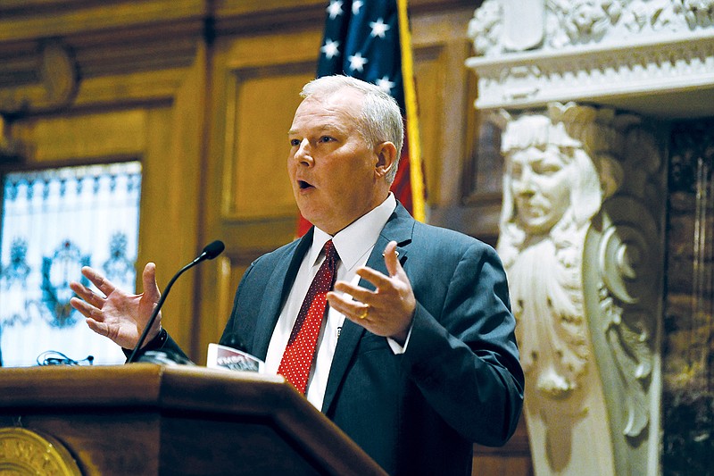 Arkansas Attorney General Tim Griffin addresses the media Feb. 17 during a press conference in Little Rock..(File Photo/Arkansas Democrat-Gazette/Stephen Swofford)