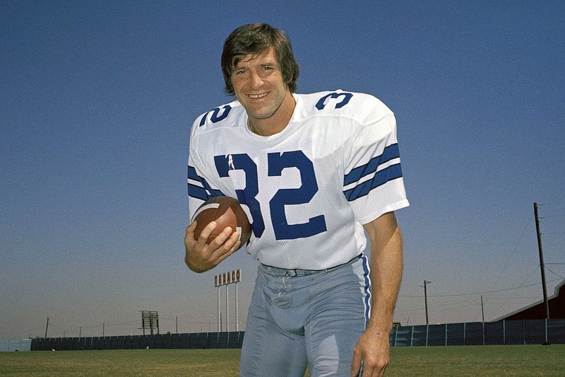 Walt Garrison, running back for the Dallas Cowboys, poses for a photo in 1974. Garrison, who led the Big 8 in rushing as an Oklahoma State Cowboy, won a Super Bowl with the Dallas Cowboys and in the NFL offseason competed as a rodeo cowboy, has died. He was 79.
(AP file photo)