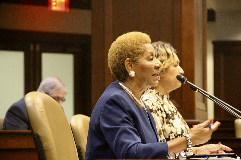Pine Bluff Mayor Shirley Washington addresses the audit findings to the Legislative Joint Auditing Committee. (Pine Bluff Commercial/Eplunus Colvin)