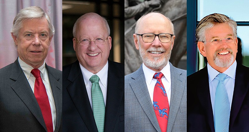 The Arkansas Business Hall of Fame class of 2024 includes,left to right, John Conner Jr., Dhu Thompson, Eric Jackson and Gary George. (Courtesy of The Sam Walton College of Business)