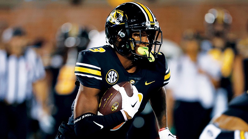 In this Oct. 1, 2022, file photo, Missouri wide receiver Luther Burden carries the ball during last year’s game against Georgia at Faurot Field in Columbia. (Associated Press)
