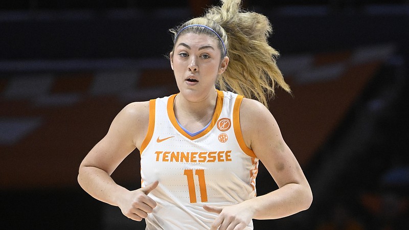 Tennessee forward Karoline Striplin (11) plays against Mississippi State during an NCAA basketball game on Jan. 5, 2023, in Knoxville, Tenn. (AP Photo/John Amis)