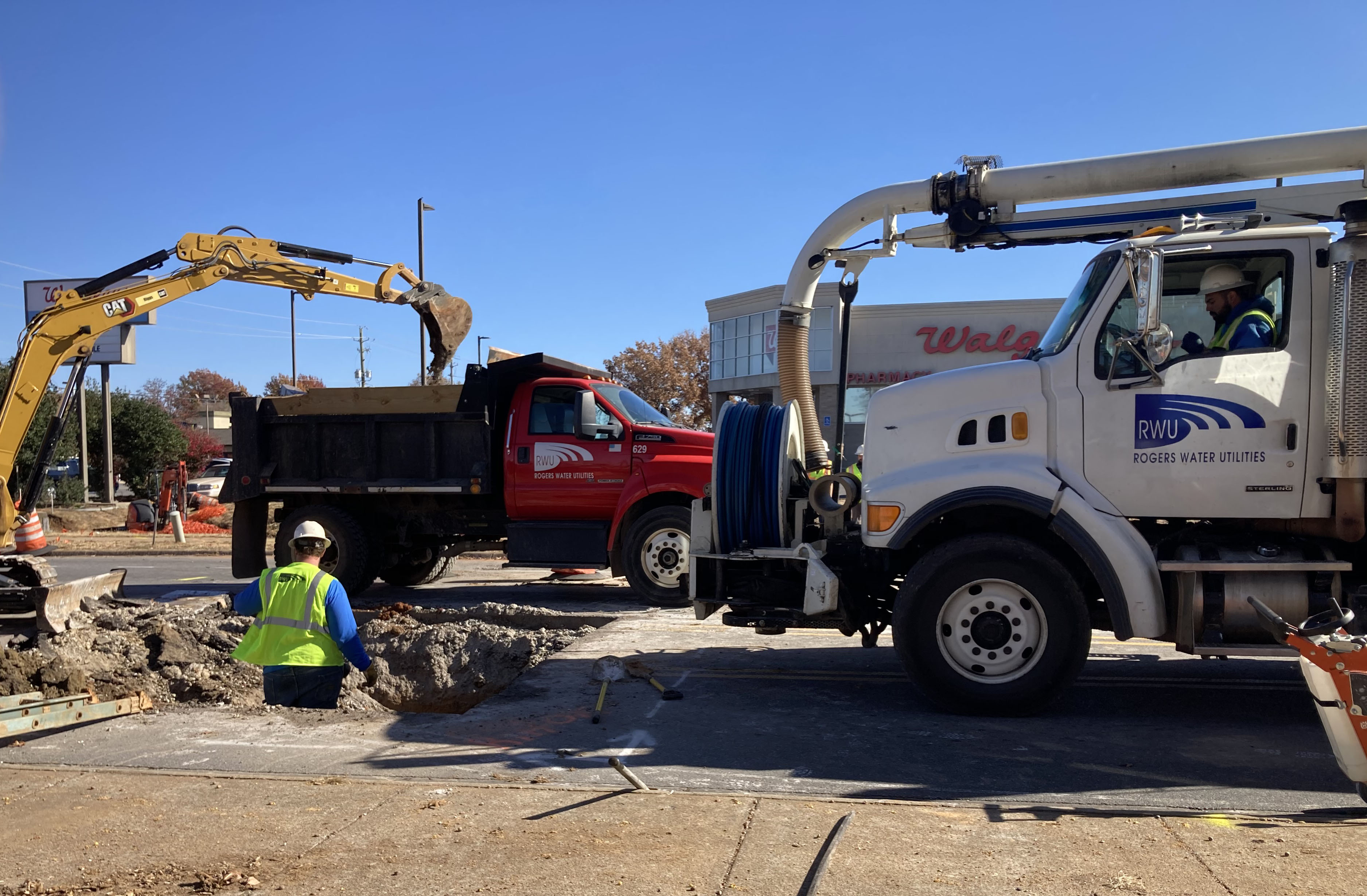 Blocked sewer line results in all lanes being closed along section of