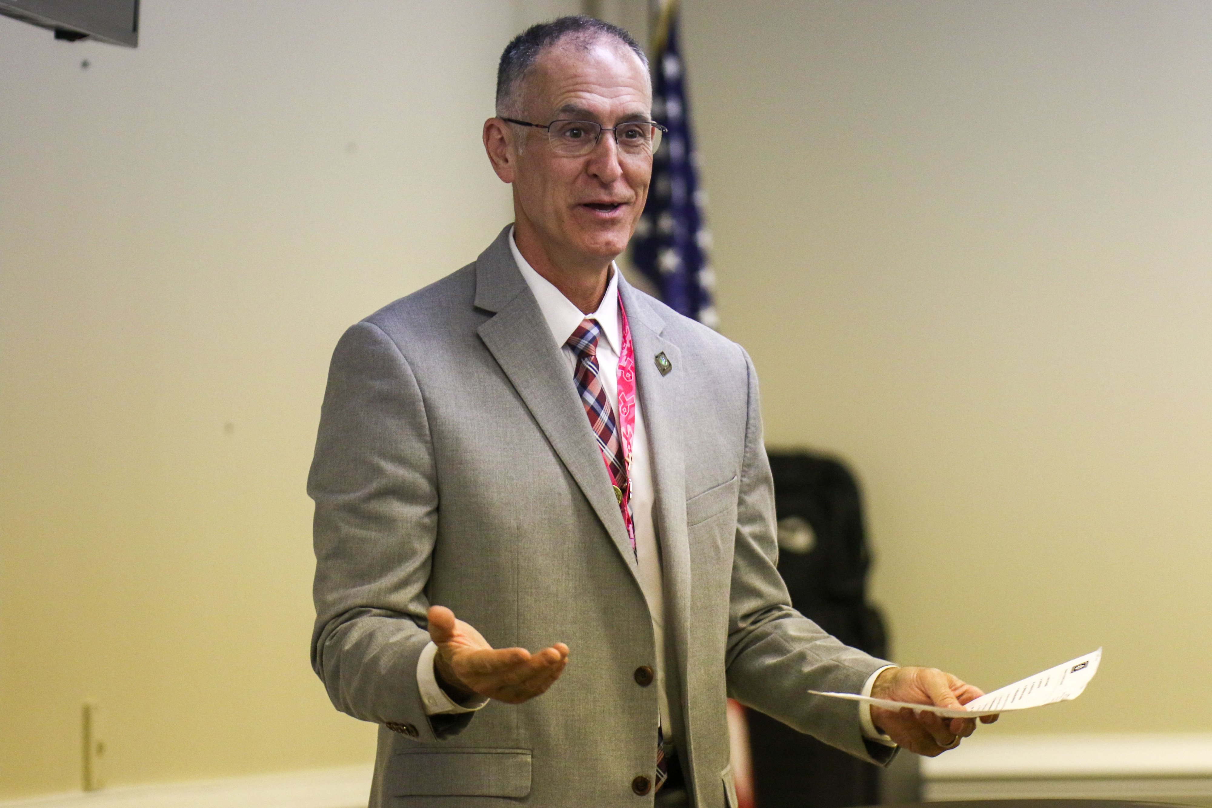 Staff photo by Olivia Ross / Superintendent Damon Raines is seen during a Walker County School Board meeting on Monday, November 13, 2023.