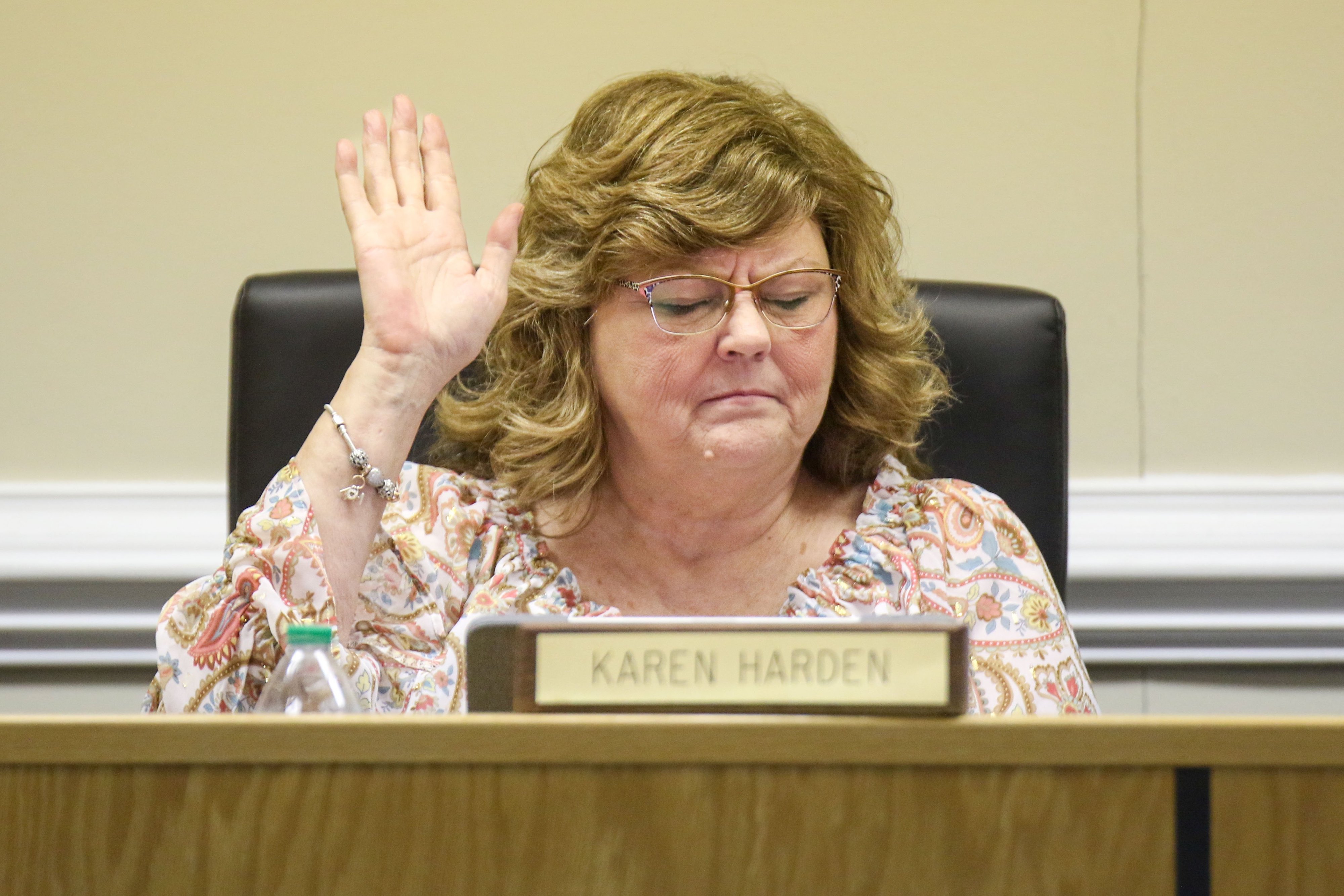 Staff photo by Olivia Ross / Karen Harden is seen during a Walker County School Board meeting on Monday, November 13, 2023.