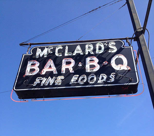 The sign in front of McClards BBQ in Hot Springs is shown in this 2015 file photo. (Arkansas Democrat-Gazette/Linda Haymes)