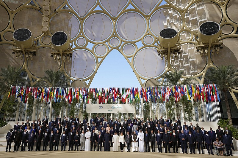 World leaders pose for a group photo at the COP28 U.N. Climate Summit on Friday in Dubai, United Arab Emirates.
(AP/Peter Dejong)