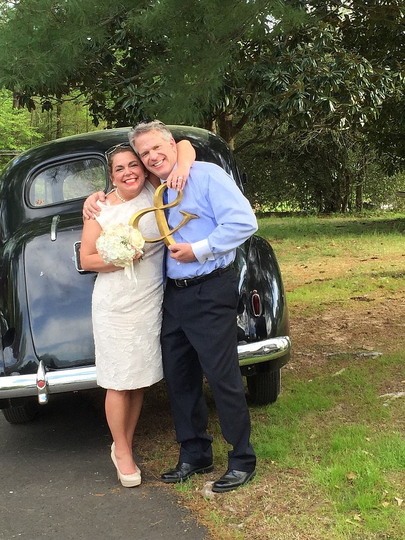 Jeanne Burns Ford and David Meek on their wedding day, April 10, 2015