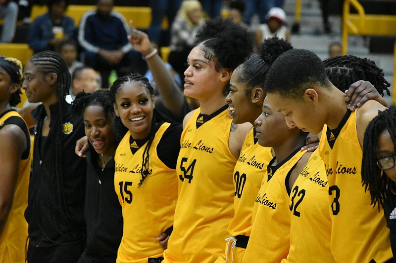 FILE - The UAPB women's basketball team stands together at their home opener Nov. 18. (Pine Bluff Commercial/I.C. Murrell)