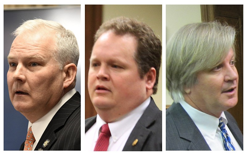 From left, Arkansas Attorney General Tim Griffin; former state lawmaker Nate
Bell, chair of Arkansas Citizens for Transparency; and Little Rock attorney David Couch are shown in these undated file photos. (Left, Arkansas Democrat-Gazette/Stephen Swofford; center and right, Arkansas Democrat-Gazette file photos)