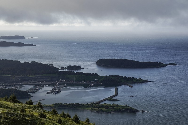Fog hangs over Saint Herman Harbor in Kodiak, Alaska, in this June 25, 2023 file photo. Kodiak is the only city on Kodiak Island, a community that includes a Walmart that is considered the company's most remote. (AP/Joshua A. Bickel)
