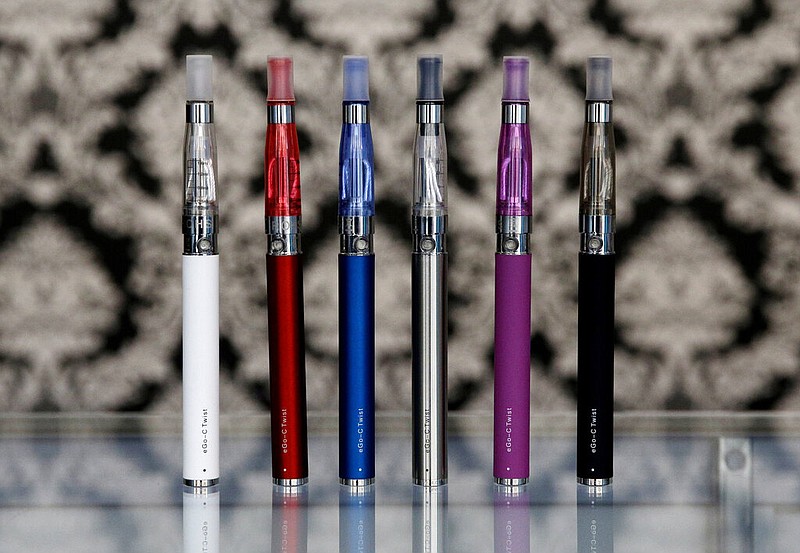 Electronic cigarettes, often called e-cigarettes or e-cigs, appear on display at Vape store in Chicago in this April 23, 2014 file photo. (AP/Nam Y. Huh)
