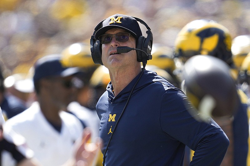 Jim Harbaugh is leaving Michigan to coach the Los Angeles Chargers. The Chargers announced Harbaugh’s hiring Wednesday night. Harbaugh led the Wolverines to a national championship Jan. 8 against Washington. Los Angeles finished in last place in the AFC West at 5-12 this season.
(AP/Paul Sancya)
