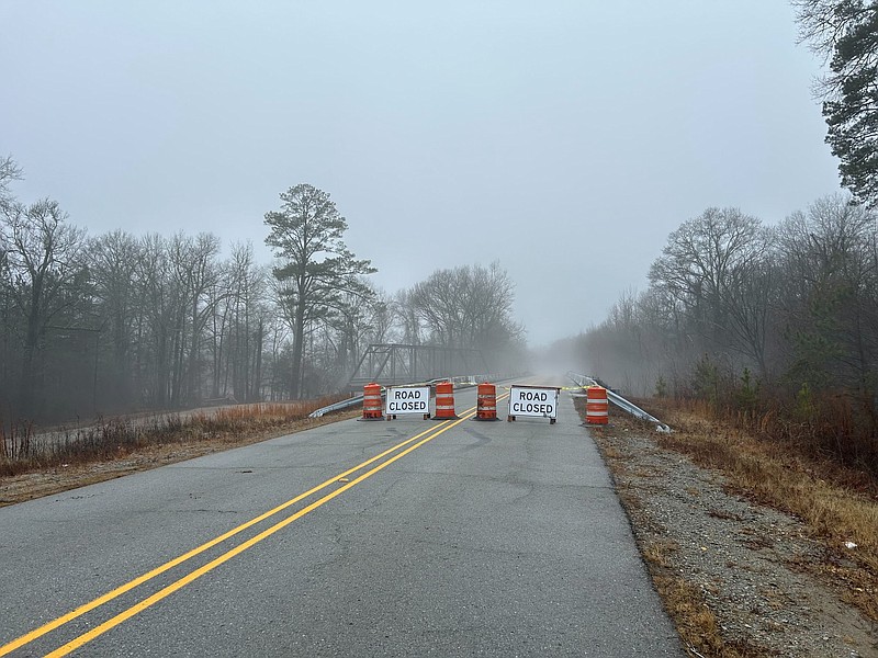 Barricades block Tull Bridge Road in Saline County Wednesday Jan. 24, 2024. Submitted photo by Trevor Villines