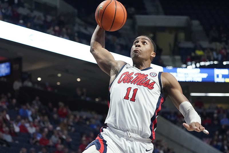 Matthew Murrell scored 18 points to help lead Ole Miss to a 77-51 win over Arkansas. (AP Photo/Rogelio V. Solis)