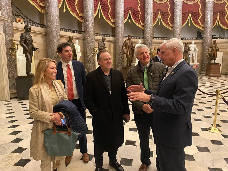 U.S. Rep. Steve Womack (right), R-Ark., helps lead a spiritual heritage tour at the U.S. Capitol in Washington in this Feb. 1, 2023 file photo. Womack led a similar tour for a group on Jan. 31, 2024, with stops in the Rotunda as well as the Congressional Prayer Room. (Courtesy photo)