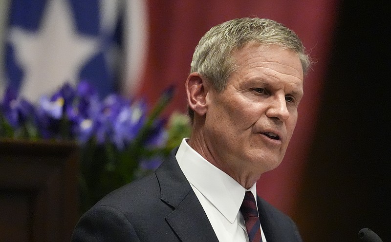 Gov. Bill Lee delivers his State of the State address in the House chamber Monday, Feb. 5, 2024, in Nashville, Tenn. (AP Photo/George Walker IV)