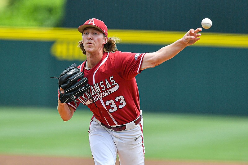 University of Arkansas left-hander Hagen Smith, who was named a preseason All-American by several organizations, added first-team preseason All-SEC honors from the league’s coaches to his resume Thursday.
(NWA Democrat-Gazette/Hank Layton)