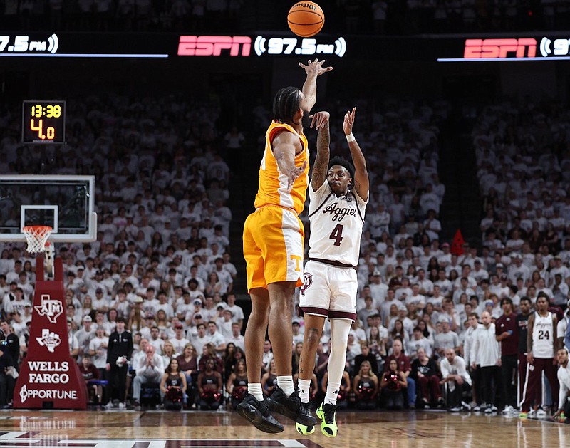 Texas A&M Athletics photo / Texas A&M junior guard Wade Taylor IV scored 25 points Saturday night to help the Aggies to an 85-69 throttling of No. 6 Tennessee in College Station.