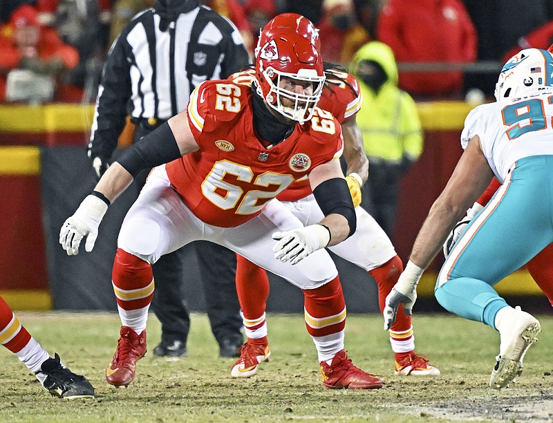 Chiefs guard Joe Thuney will miss the Super Bowl due to a pectoral injury. (Associated Press)