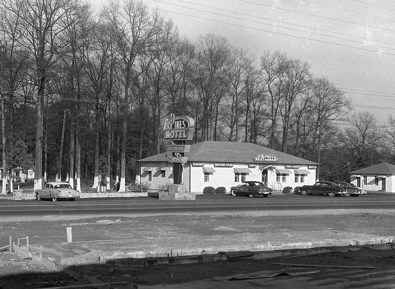 Archive photo from the Chattanooga News-Free Press via ChattanoogaHistory.com / The Pines Motel was a 18-unit motor court on Ringgold Road in the 1950s. Changing traffic patterns led to the demise of many small motels in the 1950s and 1960s.