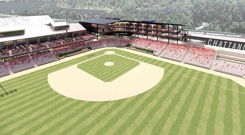 Chattanooga-Hamilton County Sports Authority / A rendering shows the proposed stadium in the South Broad District.