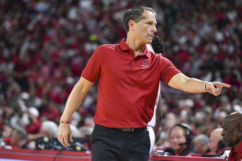 Arkansas Coach Eric Musselman will have a chance to become the only visiting coach to start his career with a 3-0 record at Rupp Arena in Lexington, Ky., when the Razorbacks face the No. 16 Kentucky Wildcats today.
(NWA Democrat-Gazette/Hank Layton)