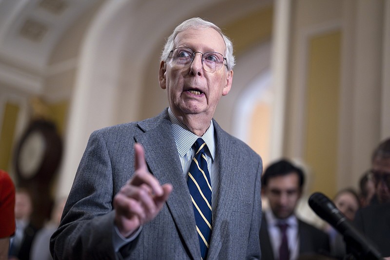 Senate Minority Leader Mitch McConnell, R-Ky., speaks to reporters Wednesday at the Capitol.
(AP/J. Scott Applewhite)