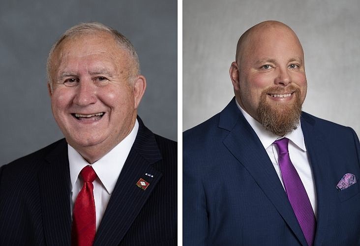 Arkansas state Sens. David Wallace of Leachville (left) and Steve Crowell of Magnolia are shown in this undated composite photo.