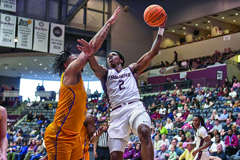 UALR guard Khalen Robinson (2) is one of three players on the Trojans’ roster who played in the NCAA Tournament. Robinson was in the NCAA Tournament last season at Texas A&M and in 2022 and 2021 while at the University of Arkansas.
(UALR Athletics)