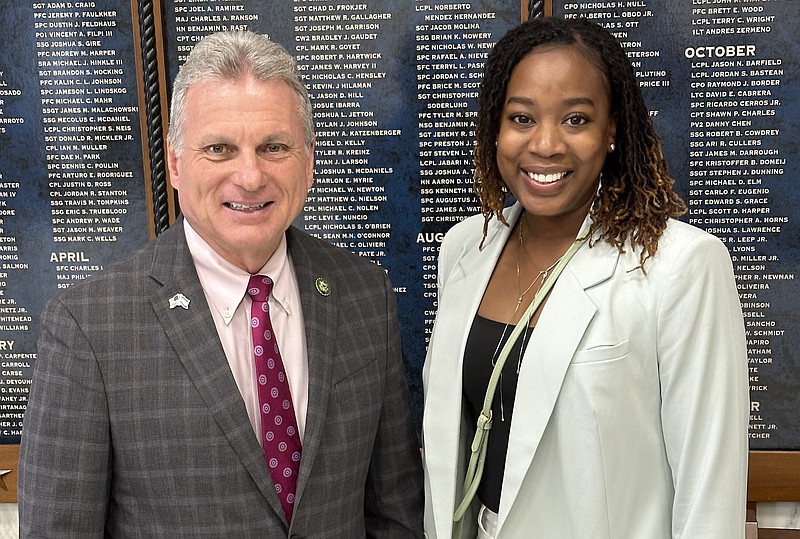 Contributed photo / Cleveland resident Jennelle Stephenson, right, stands for a photo with U.S. Rep. Buddy Carter, R-Ga. Stephenson was invited to attend Thursday's State of the Union as a special guest of Carter to raise awareness of sickle cell disease and treatment.
