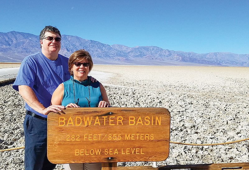 Contributed Photo / Charlie Steinhice and his wife, Linda Matthews, stand in Death Valley, Calif., in 2017. Steinhice plans to travel to Niagara Falls, N.Y., next month to view the solar eclipse.