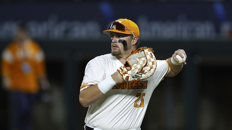 AP file photo by Brandon Wade / Tennessee first baseman Blake Burke hit a two-run homer in the fourth inning Friday night to help the Vols beat Alabama 11-3 in Tuscaloosa. It was the SEC opener for both teams.
