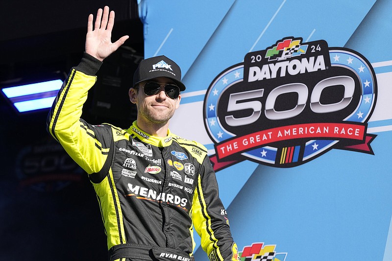 Ryan Blaney waves to fans Feb. 19 during driver introductions for the Daytona 500 at Daytona International Speedway. Blaney didn’t have strong feelings about Bristol ditching its dirt track after three years.
(AP/John Raoux)