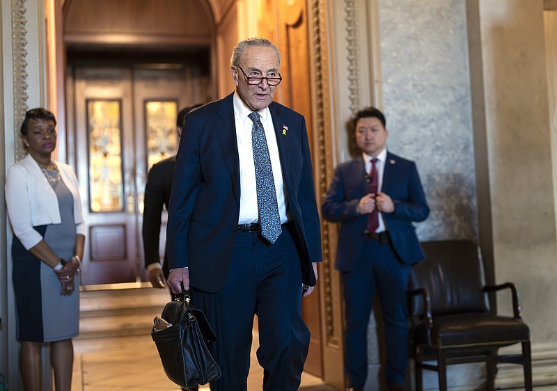 Senate Majority Leader Charles Schumer, D-N.Y., departs after saying he believes Israeli Prime Minister Benjamin Netanyahu has “lost his way” and is an obstacle to peace in the region amid a growing humanitarian crisis in Gaza, at the Capitol on Thursday.
(AP/J. Scott Applewhite)