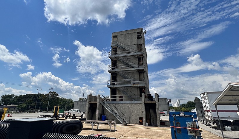 Chattanooga Fire Department / A 50-year-old fire training tower at the Chattanooga Fire and Police Training Center on Amnicola Highway has been demolished and will be replaced this fall with a new $3 million structure.