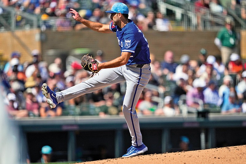 Royals pitcher Michael Wacha throws during an exhibition game earlier this month against the Diamondbacks in Scottsdale, Ariz. (Associated Press)