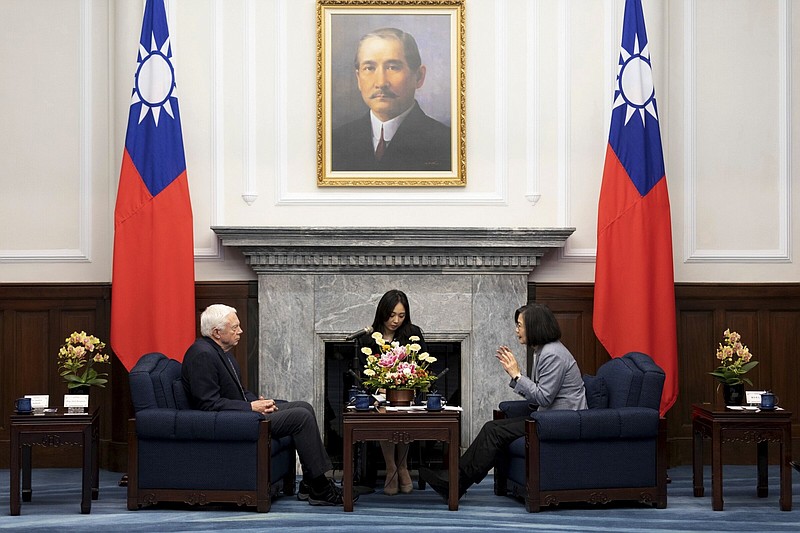 Taiwan’s President Tsai Ing-wen (right) meets with Rep. Jack Bergman, R-Mich., in Taipei, Taiwan, on Thursday.
(AP/Taiwan Presidential Office)