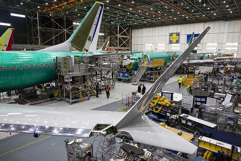 FILE — Boeing 737 Max 8 planes on the assembly line at Boeing's factory in Renton, Wash., March 27, 2019. Problems have plagued the manufacturer even after two fatal crashes, and many current and former employees blame the company's focus on making planes more quickly. (Ruth Fremson/The New York Times)