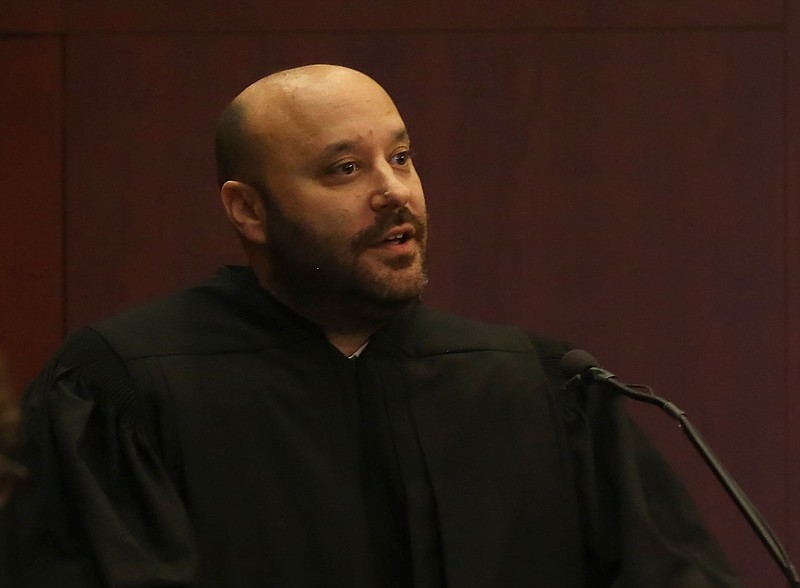 U.S. District Judge Lee Rudofsky addresses those in attendance at his investiture ceremony at the Richard Sheppard Arnold U.S. Courthouse in downtown Little Rock in this Oct. 28, 2022 file photo. (Arkansas Democrat-Gazette/Colin Murphey)