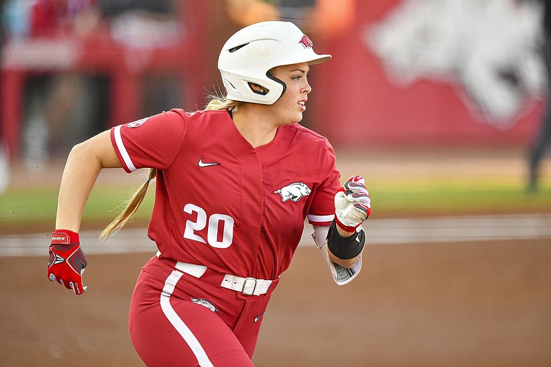 Third baseman Hannah Gammill and the No. 19 Arkansas Razorbacks will look to ride the momentum from last weekend’s seires win over Georgia when they host the No. 11 Missouri Tigers today.
(NWA Democrat-Gazette/Hank Layton)