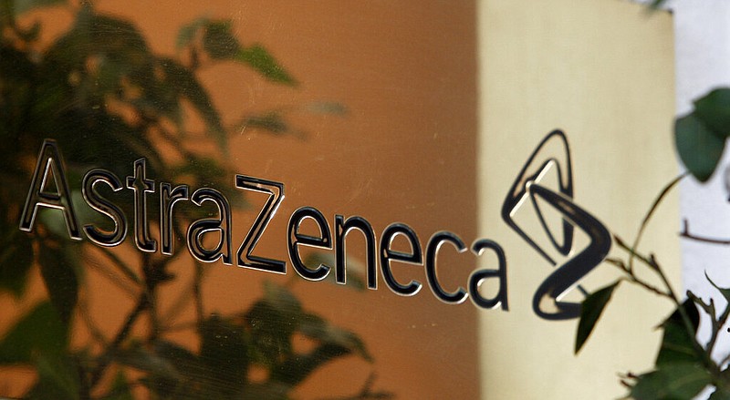 Reflections are seen in the sign on the global headquarters of AstraZeneca in London in this Jan. 29, 2009 file photo. The pharmaceuticals company's lineup of blockbuster drugs includes Crestor, Symbicort and Nexium. (AP/Kirsty Wigglesworth)