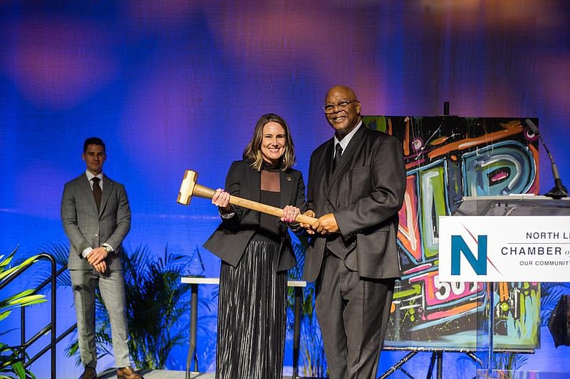 Submitted photo of President Jerome Green receiving an award at the North Little Rock Chamber Annual meeting at Simmons arena February 29, 2024.